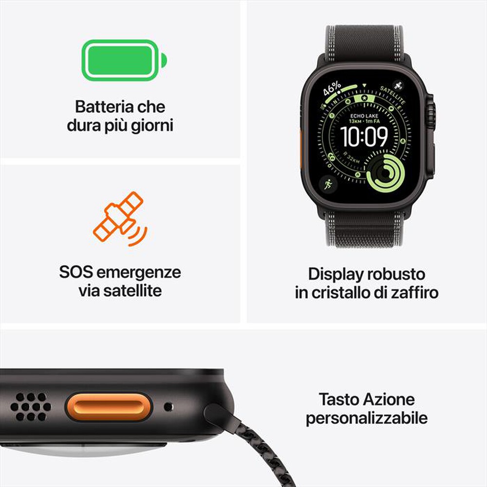 Immagine del prodotto APPLE - Watch Ultra 3 GPS + Cellular 49mm Titanio Nero-Trail Loop Nero/Cenere - M/L
