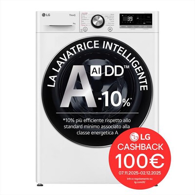 LG - Lavatrice AI DD R7 F2R7S09TSWC 9kg Classe A-10%-Bianca