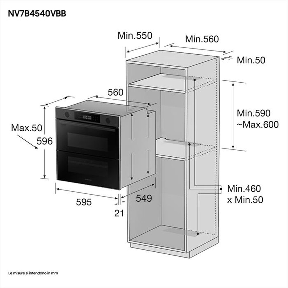 "SAMSUNG - Forno incasso elettrico NV7B4540VBB/U5 Classe A+-Black Inox"