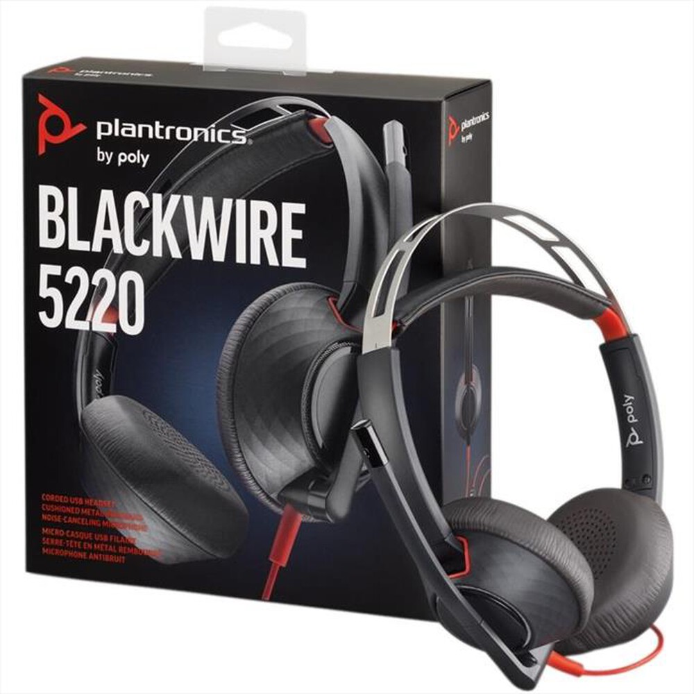 Immagine del prodotto POLY - Cuffie Poly Blackwire C5220 con connettore USB-A (-Nero e Rosso