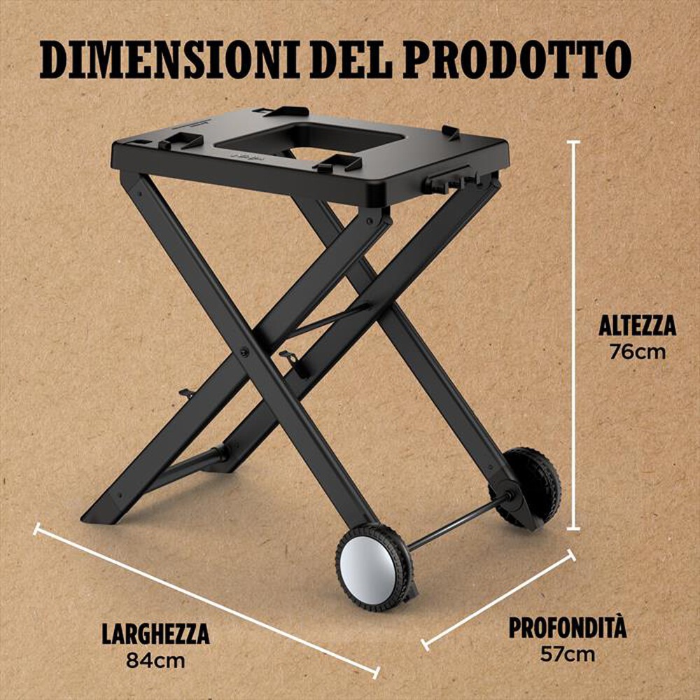 "NINJA - Carrello pieghevole BBQ elettrico Woodfire-NERO"