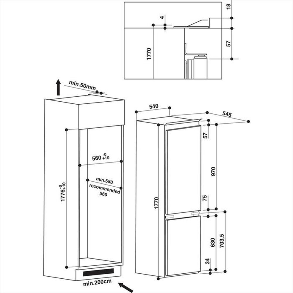 "INDESIT - Frigorifero incasso B 18 A1 D/I  277lt"