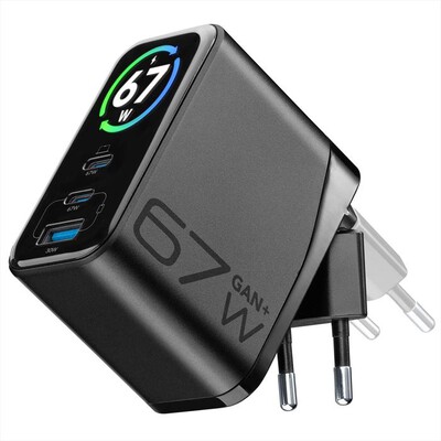 CELLULARLINE - Caricabatterie da rete 67W POWERVIEW IQ 67W GAN-Nero