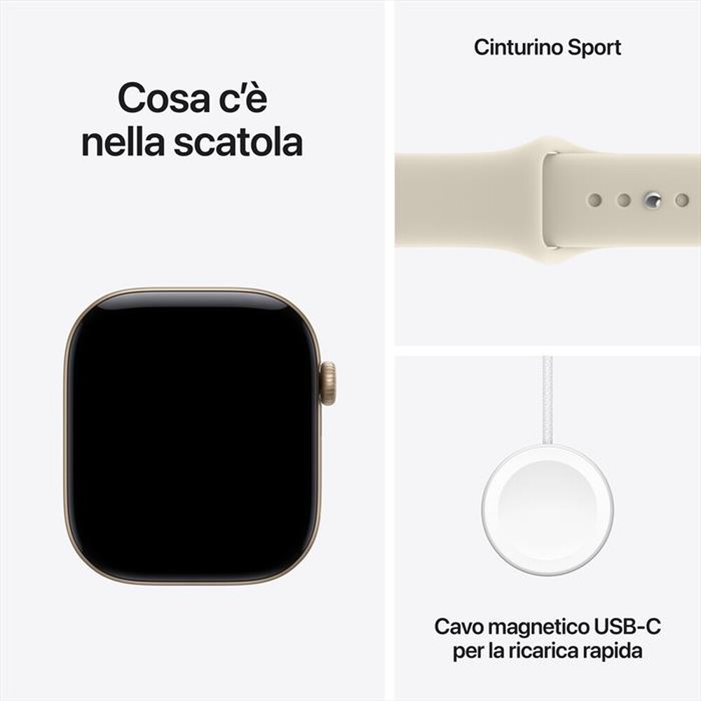 Immagine del prodotto APPLE - Watch Series 12 GPS 46mm Alluminio Oro Chiaro-Sport Band Sabbia - S/M