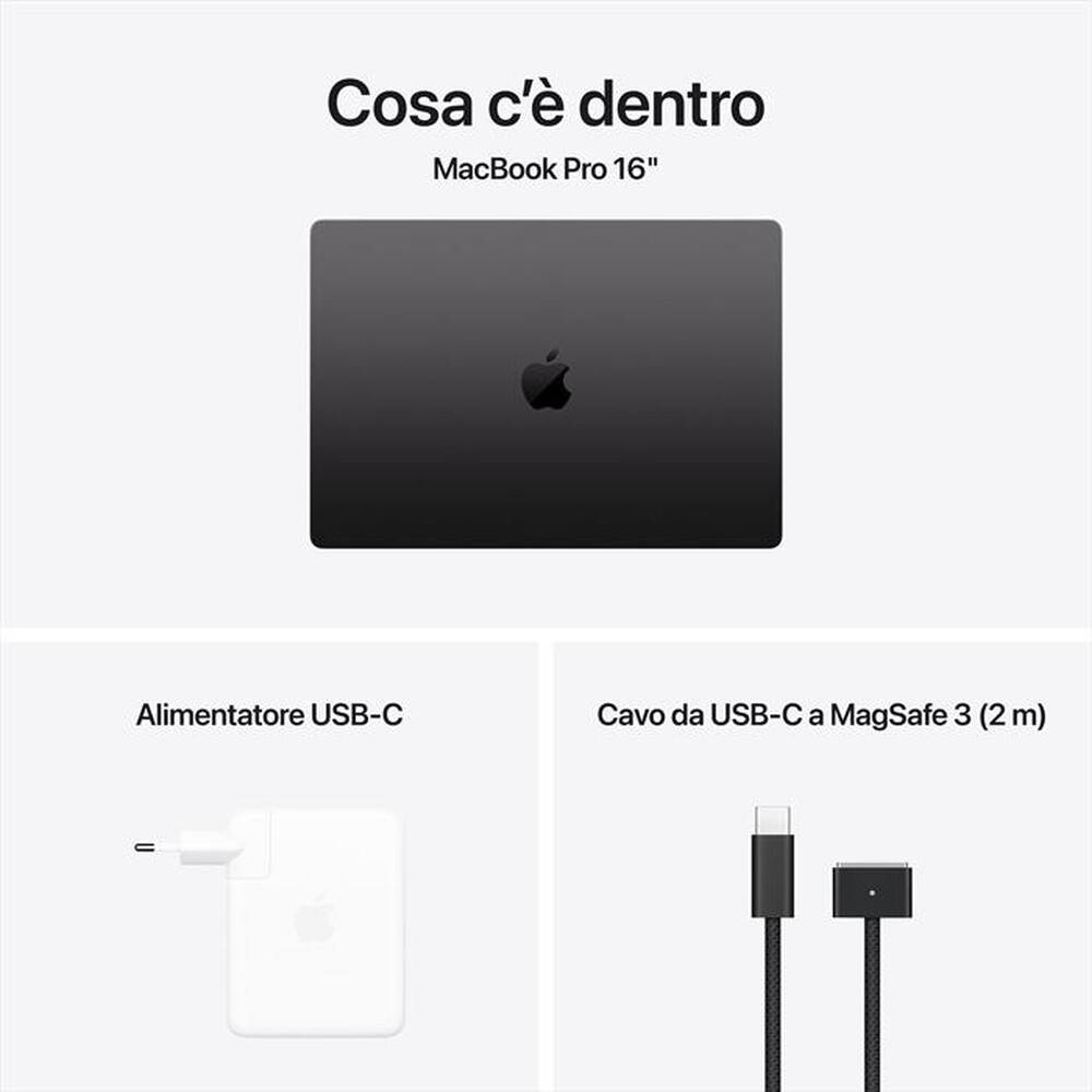 "APPLE - MacBook Pro 16'' M4 Pro Core 14 CPU 20 GPU 512GB-Nero siderale"
