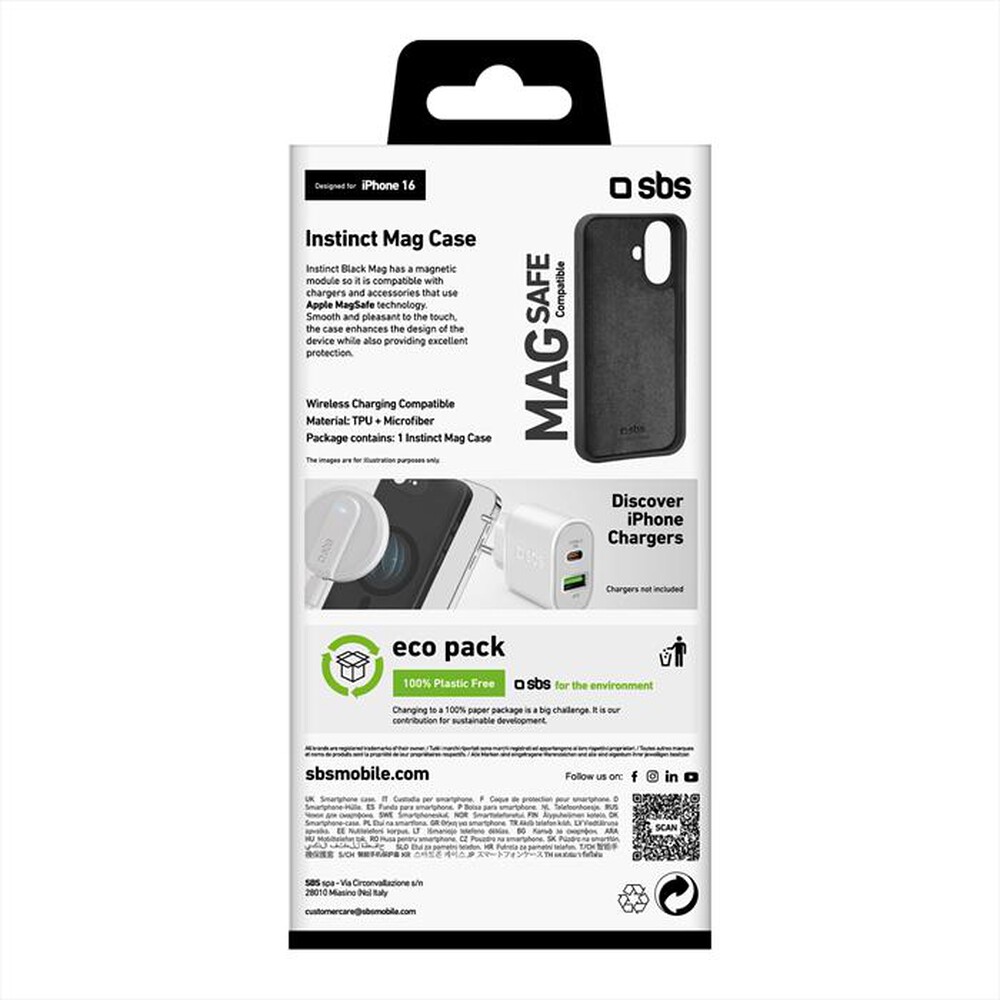 "SBS - Cover Instinct Mag iPhone 16 TEINSTMAGIP1661K-Nero"