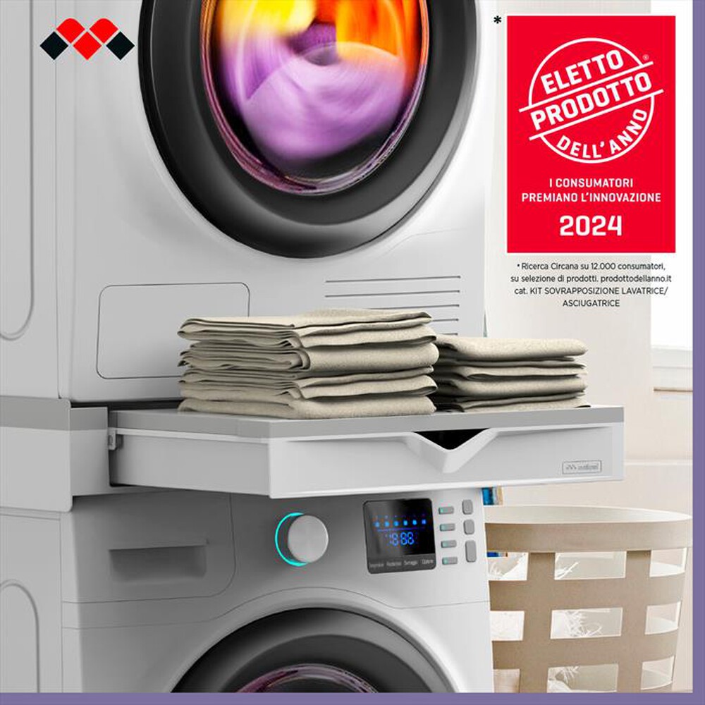 "MELICONI - Kit sovrapposizione lavatrice TORRE DUO-Tecnopolimero bianco e grigio"