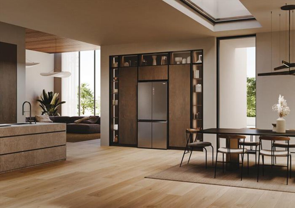 "HAIER - Frigorifero 4 porte HCR79F19ENMM Classe E 646 lt-Platino, Acciaio inossidabile"