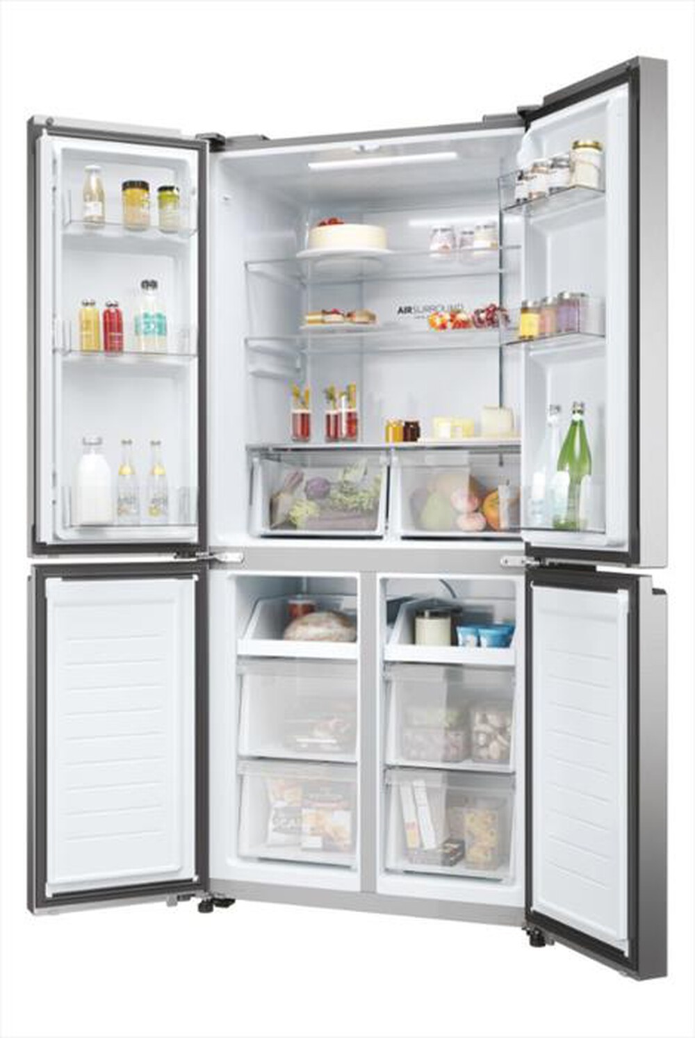 "HAIER - Frigorifero 4 porte HCR3818ENMM Classe E 467 lt-Platino, Stainless steel"