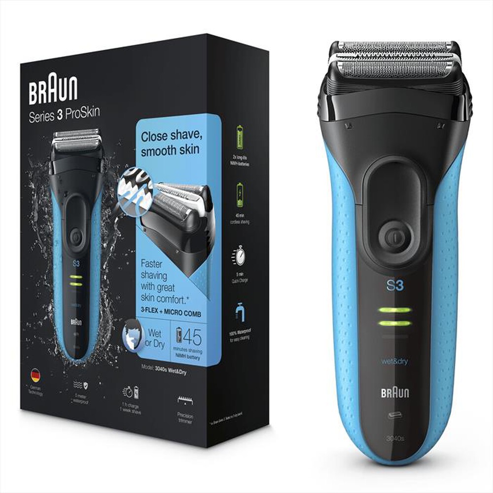 "BRAUN - Series 3 3040 W&D-Nero/Blu"