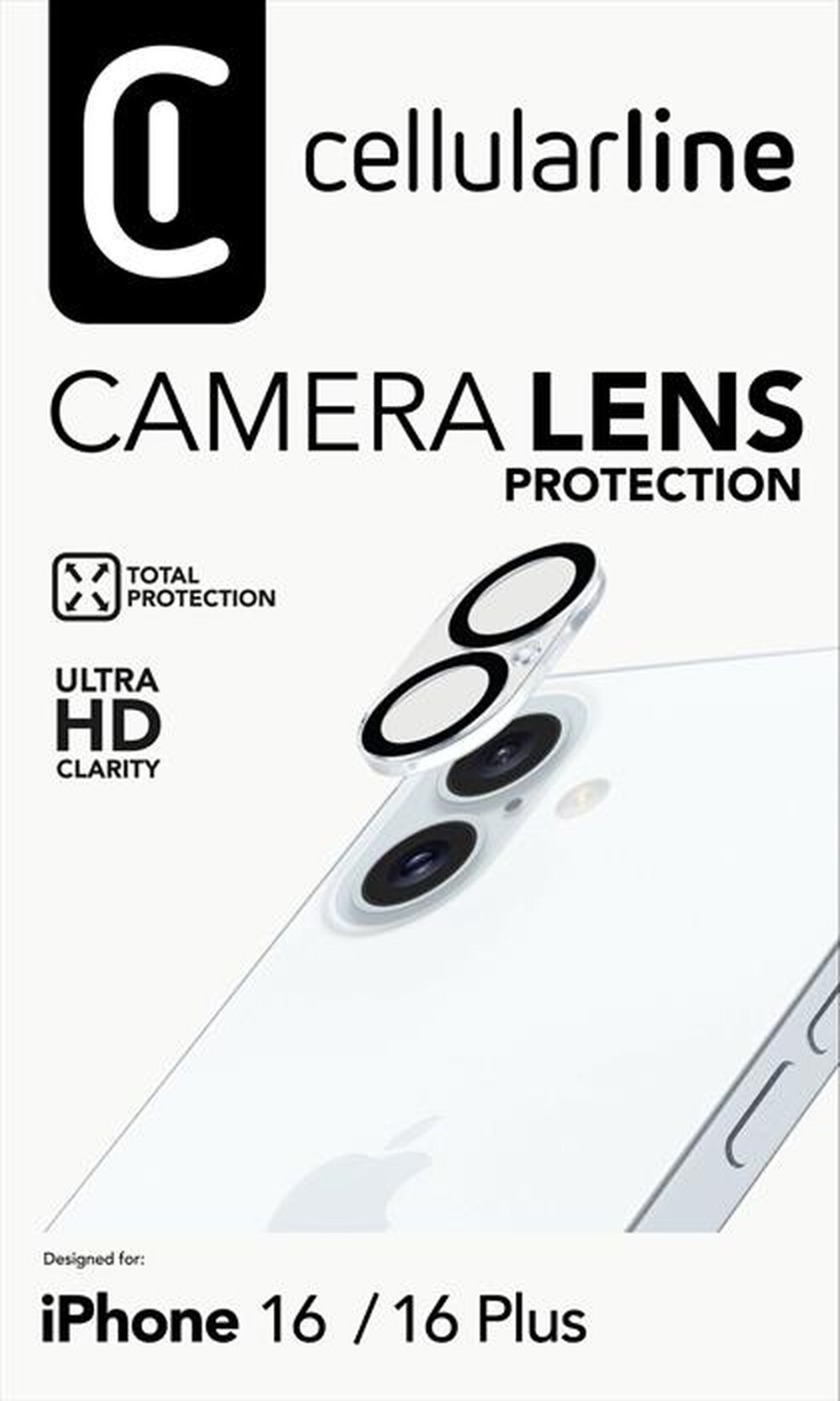 Immagine del prodotto CELLULARLINE - Camera Lens CAMERALENSIPH16 per iPhone 16-Trasparente