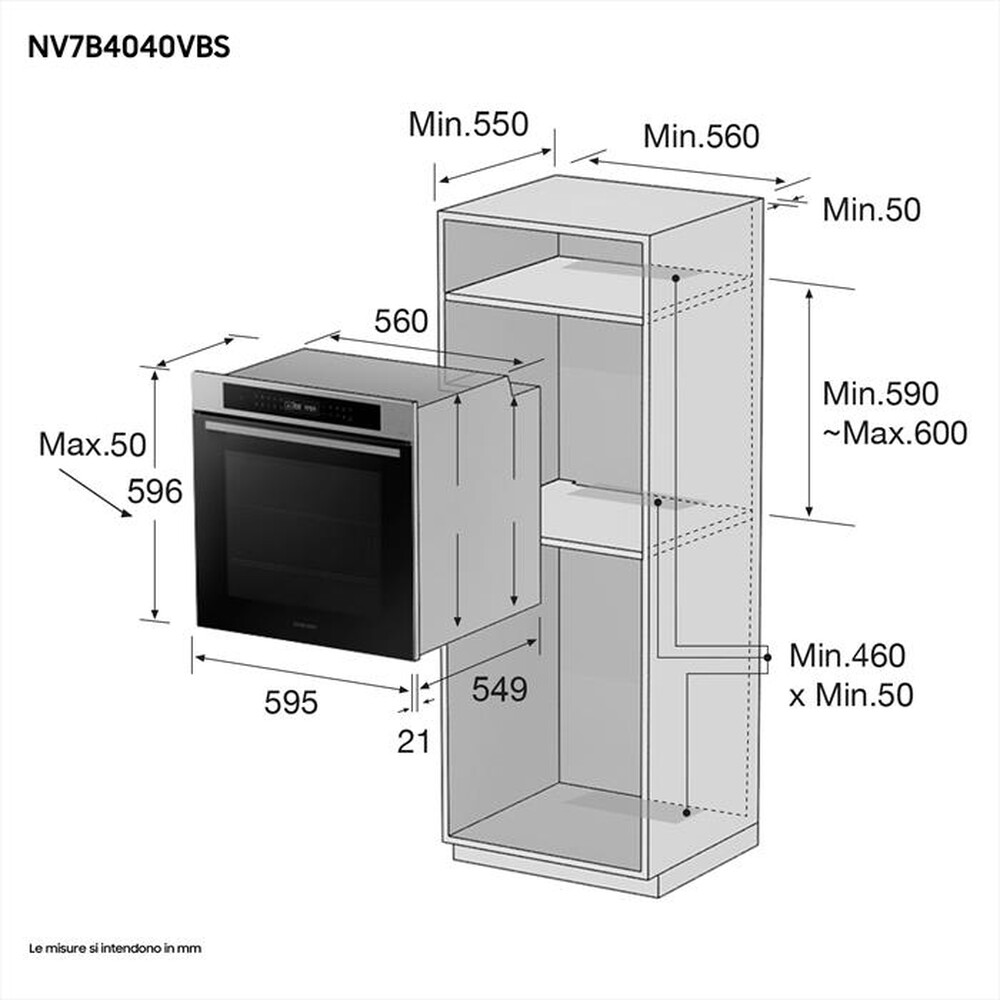 Immagine del prodotto SAMSUNG - Forno incasso elettrico NV7B4040VBS/U5 Classe A+-INOX