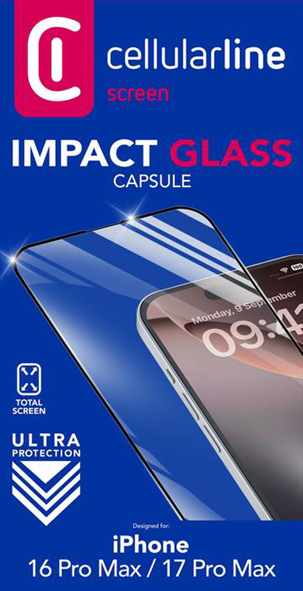 Immagine del prodotto CELLULARLINE - IMPACT GLASS CAPSULE - IPHONE 16 PRO MAX-Transparent