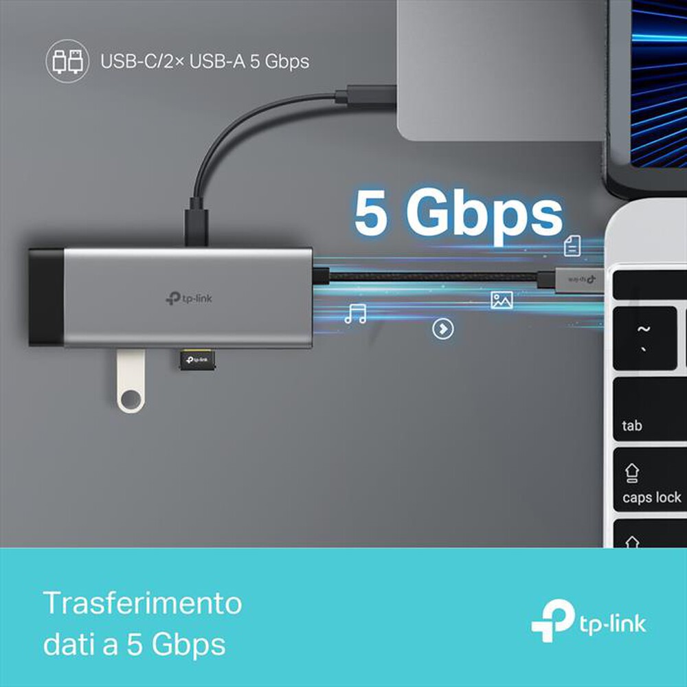 Immagine del prodotto TP-LINK - USB TYPE-C 5-PORT HUB-grigio