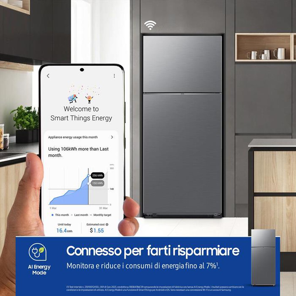 "SAMSUNG - Frigorifero 2 porte RT53DG7A14S9EF Classe E 530 lt-Metal Inox"
