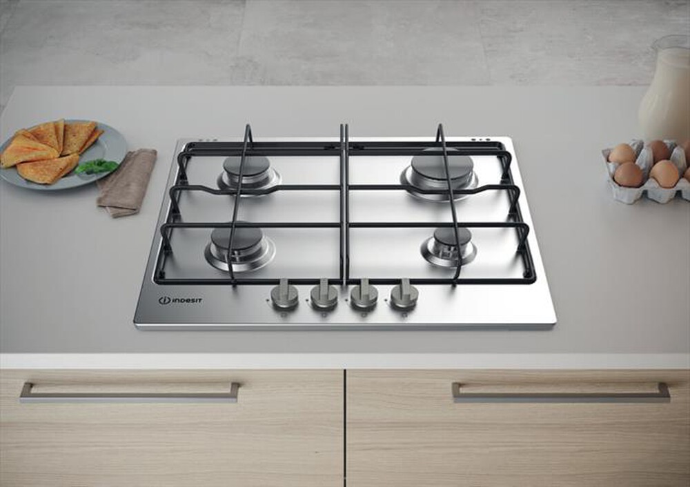 Immagine del prodotto INDESIT - Piano cottura a gas THP 642 IX/I 59cm-Nero, Stainless steel