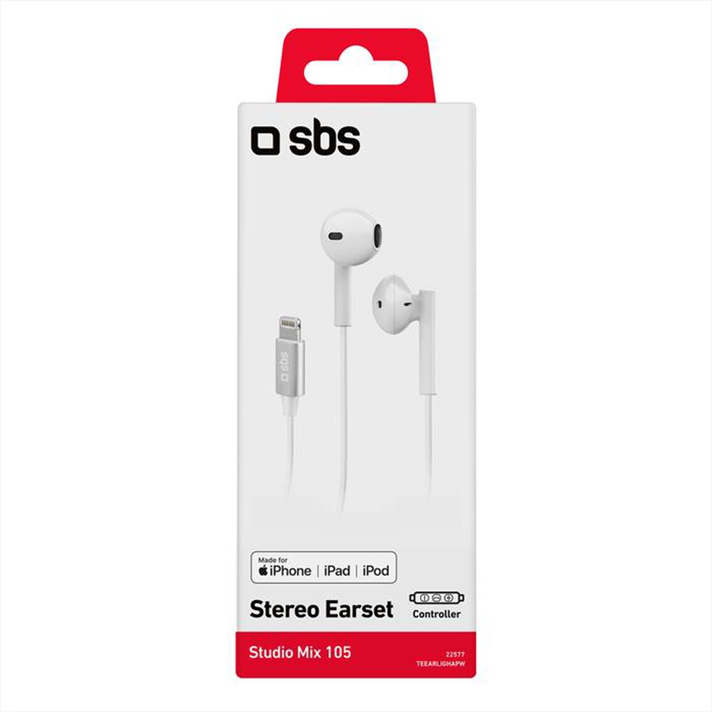 "SBS - Auricolare con filo TEEARLIGHAPW-Bianco"