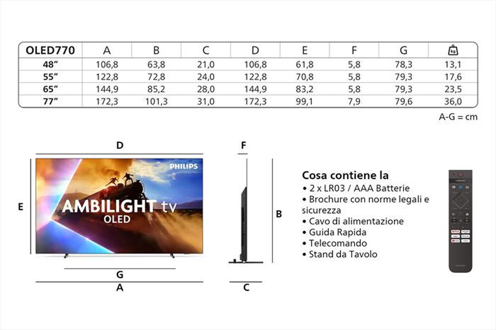 Immagine del prodotto PHILIPS - Smart TV Ambilight OLED 4K 65" 65OLED770-Black
