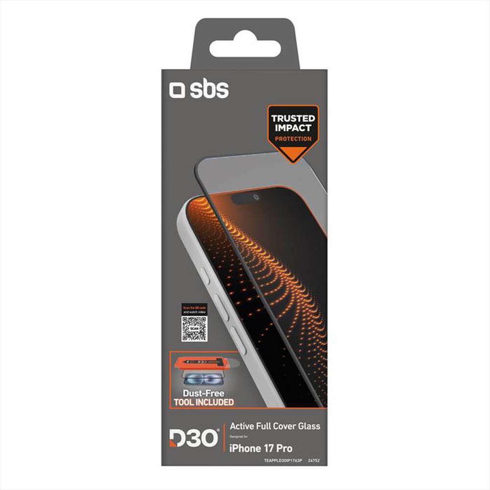 Immagine del prodotto SBS - D3O Full cover glass con applicatore iPhone 17 Pro-Nero