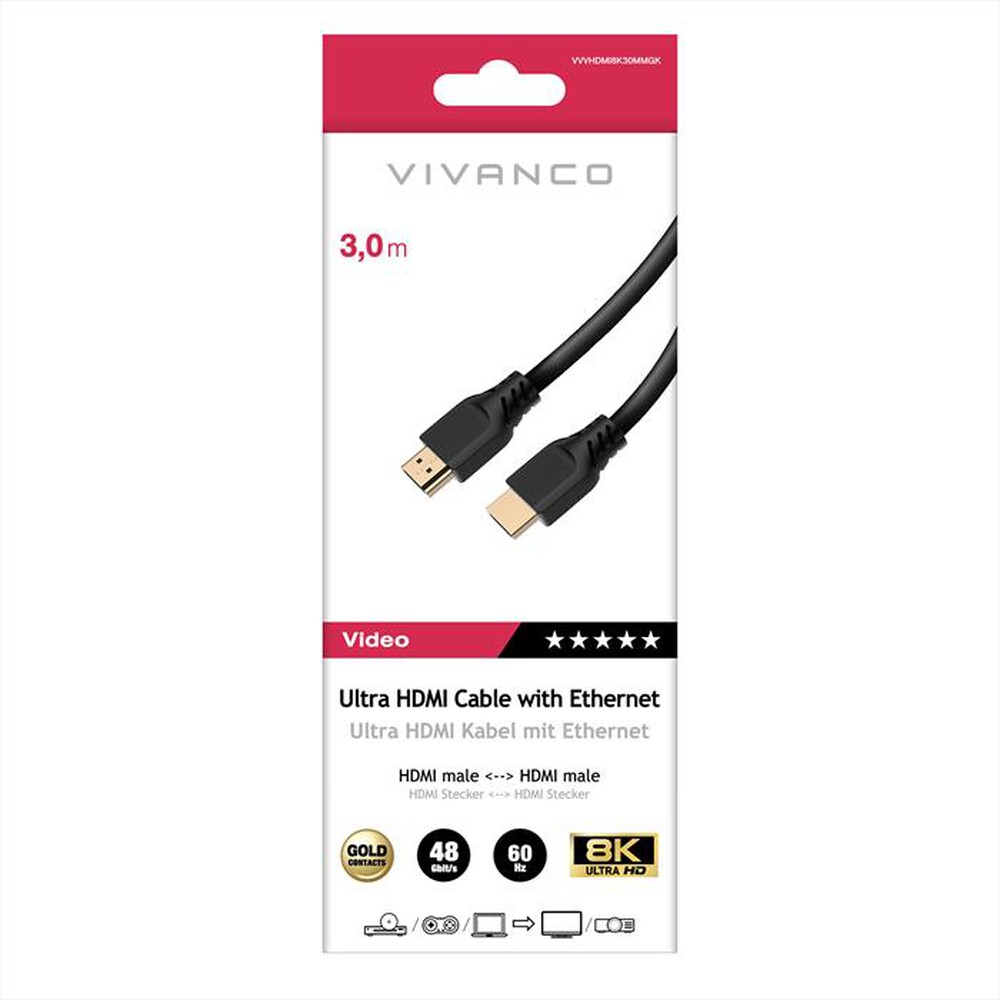 Immagine del prodotto SBS - Ultra HDMI 2.1 cavo with ethernet certified,-Nero