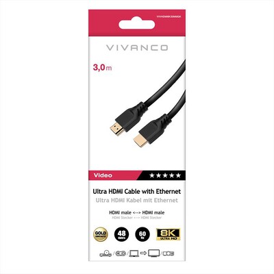 SBS - Ultra HDMI 2.1 cavo with ethernet certified,-Nero