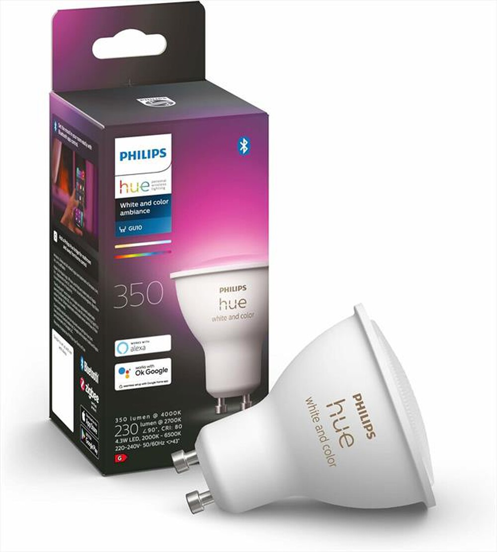 "PHILIPS - HUE WHITE AND COLOR AMBIANCE LAMPADINA GU10 4.3W-Bianco"