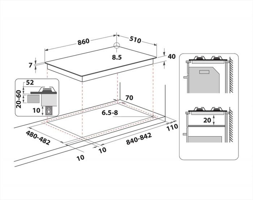 Immagine del prodotto WHIRLPOOL - Piano cottura a gas IXELIUM GMAL 9522/IXL-Acciaio inossidabile