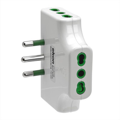 EKON - Adattatore triplo piatto con 3 prese bipasso ita-Bianco