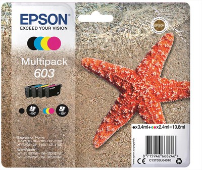 EPSON - 603 STELLA MARINA T03U STANDARD MULTIPACK 4 COLORI-Nero, ciano, magenta, giallo