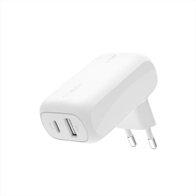 BELKIN - CARICABATTERIA DOPPIA PORTA 30W USB-C + 12W USB-A-Bianco
