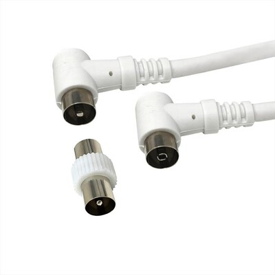 GBC - CAVO ANTENNA TV 1,5M BIANCO CON ADATTATORE-Bianco