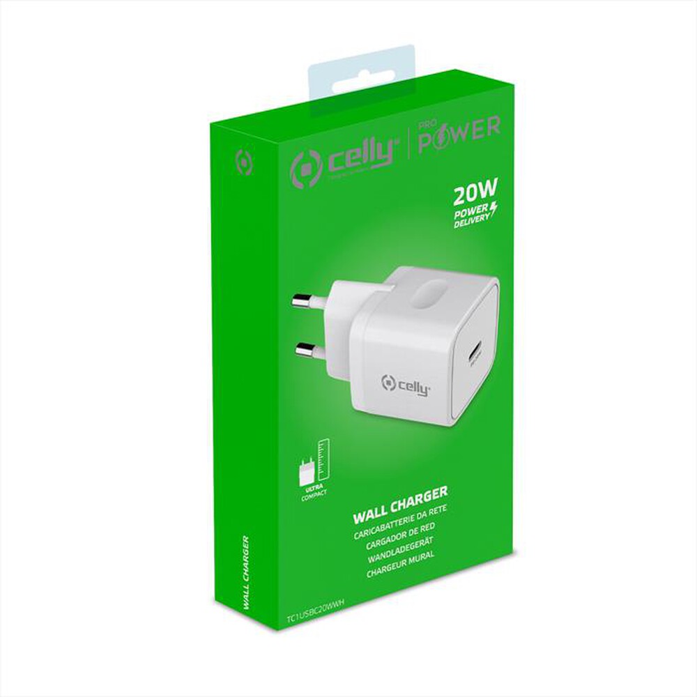 "CELLY - TC1USBC20WWH - TC 1 USB-C 20W-Bianco"