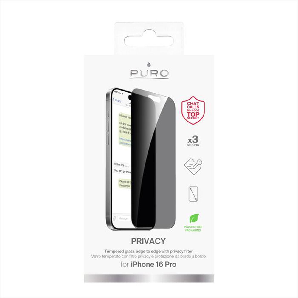 Immagine del prodotto PURO - Vetro privacy PUSDGPRIPHONE16P61 iPhone 16 Pro-Trasparente