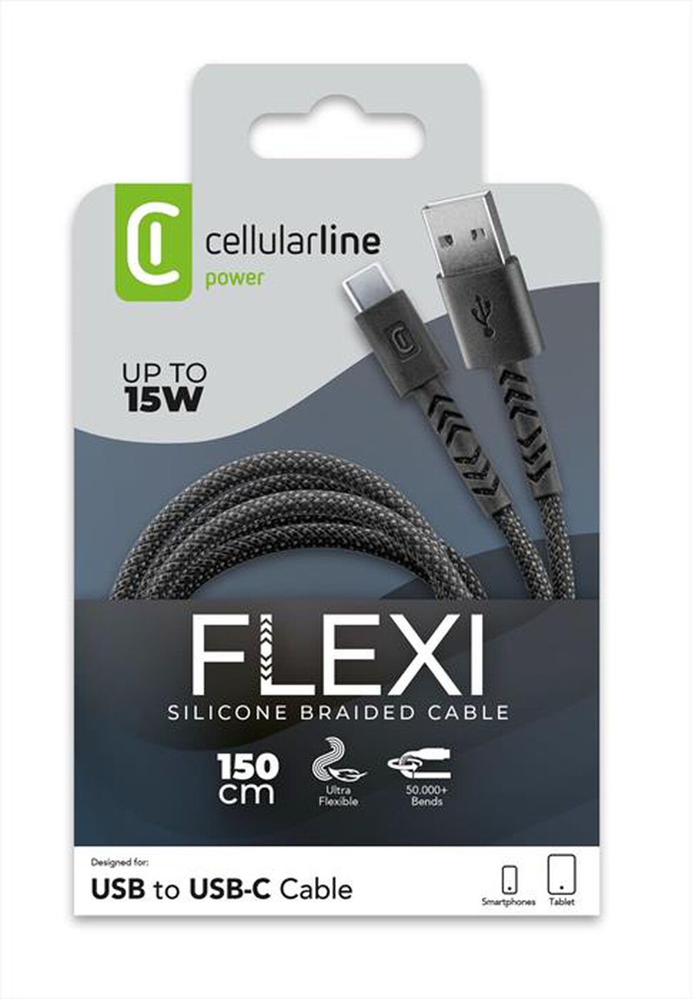 Immagine del prodotto CELLULARLINE - CAVO FLEXY 150CM 15W USB A TO USB C-Nero