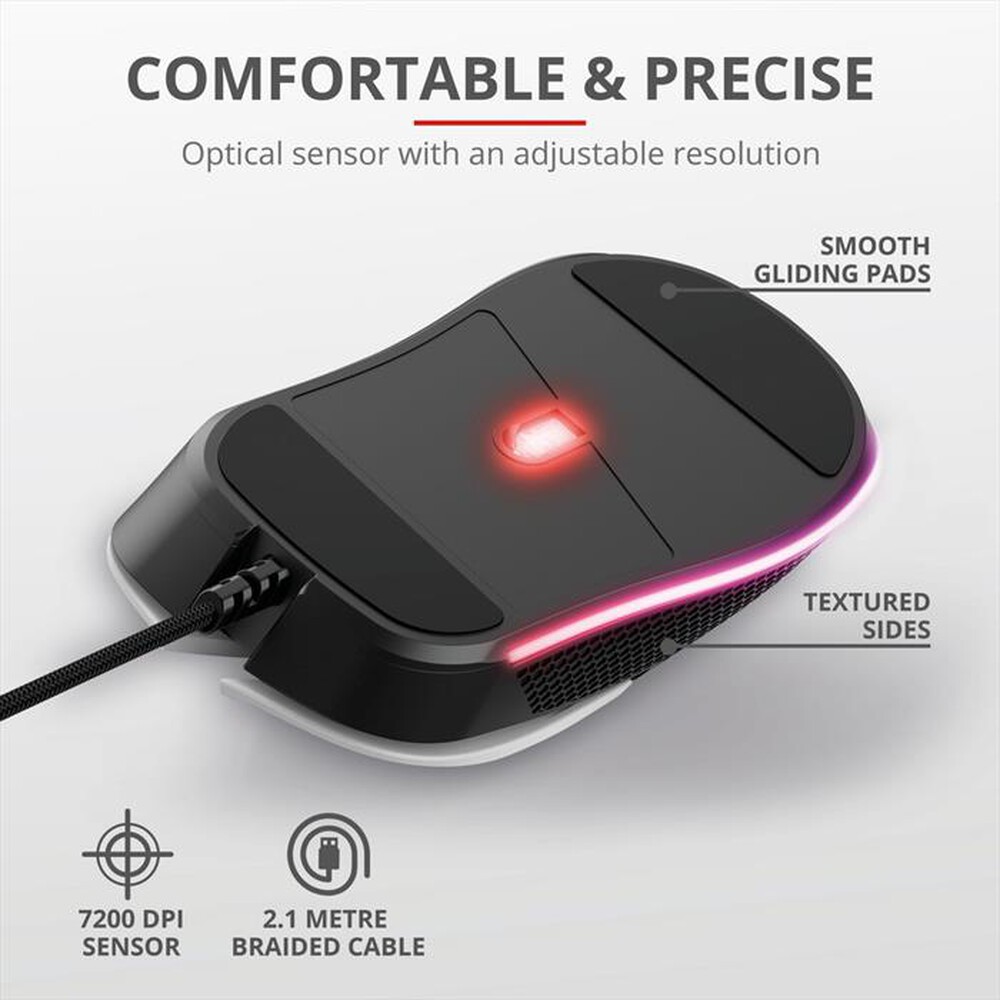 "TRUST - GXT 922W YBAR GAMING MOUSE-White/Black"