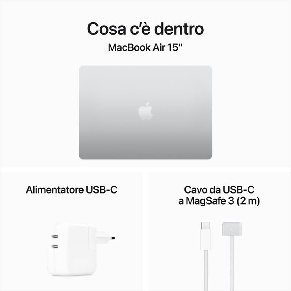 "APPLE - MacBook Air 15\" M3 Core 8 CPU 10 GPU 24GB 512GB-Argento"