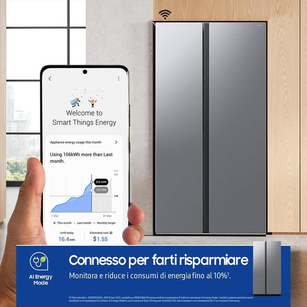 "SAMSUNG - Frigorifero side by side RS57DG400EM9EF Classe E-Metal Inox"