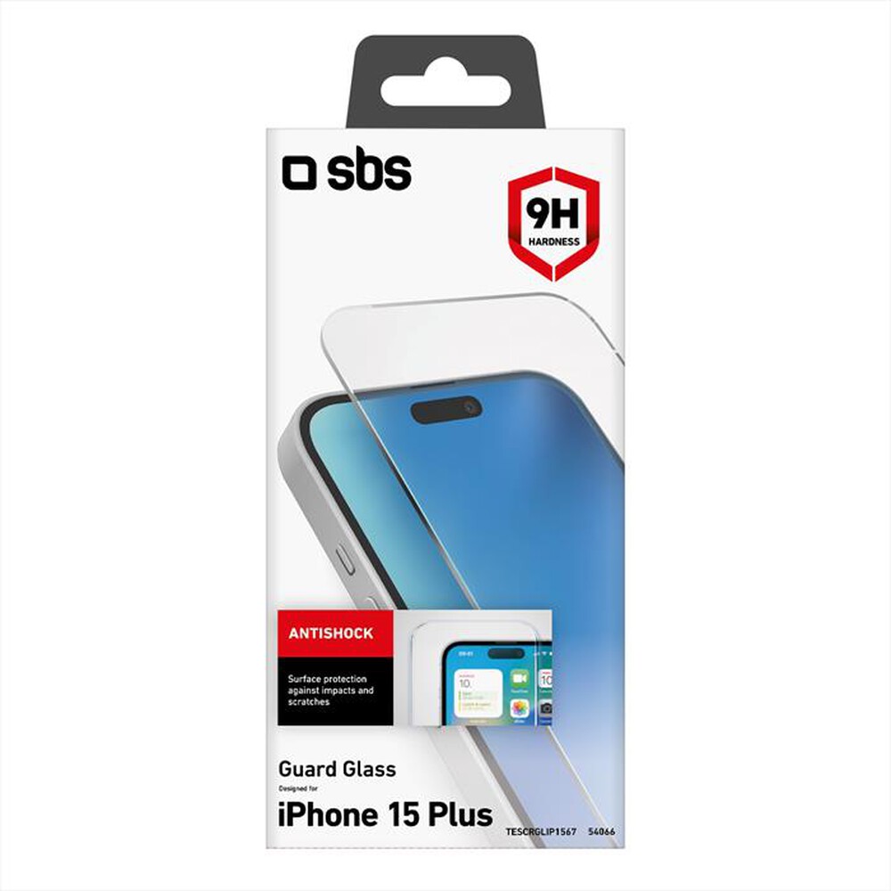 "SBS - Screen protector TESCRGLIP1567 per iPhone 15 Plus-Trasparente"
