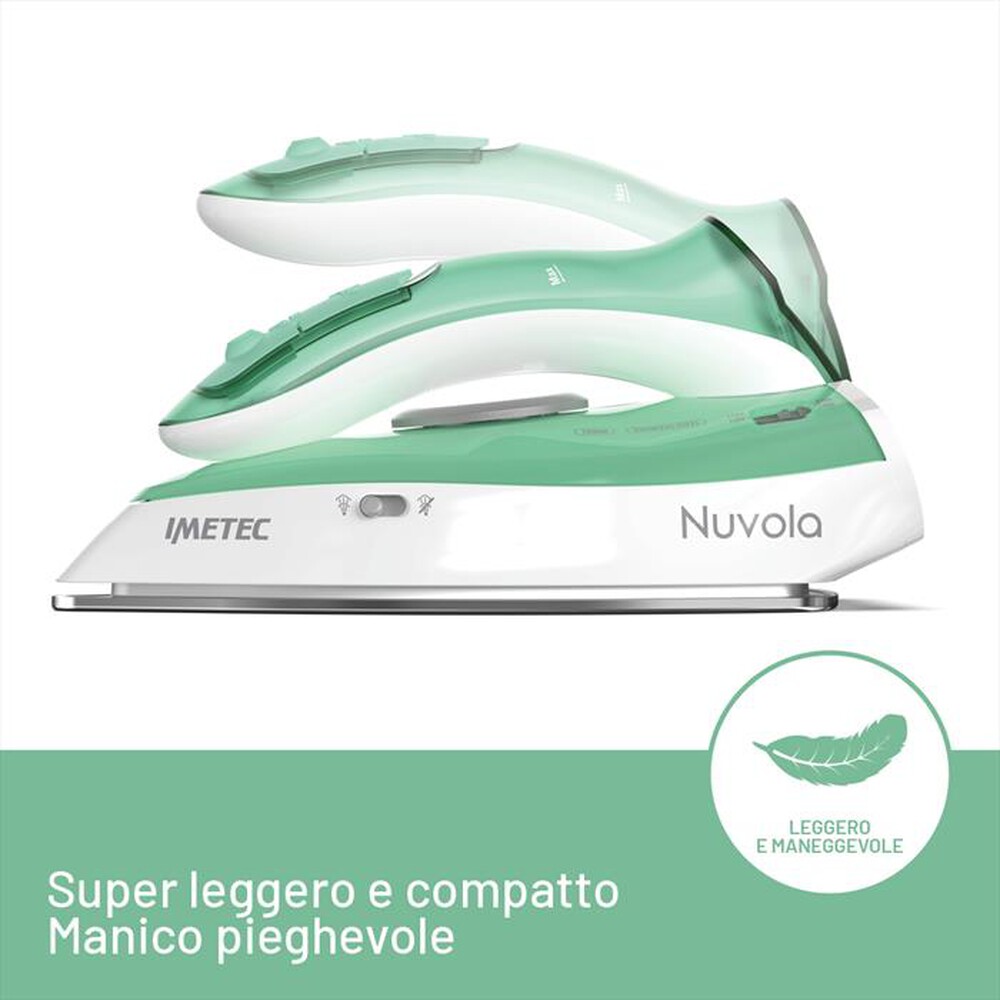 Immagine del prodotto IMETEC - FERRO A VAPORE DA VIAGGIO NUVOLA-Bianco Grigio e verde acqua