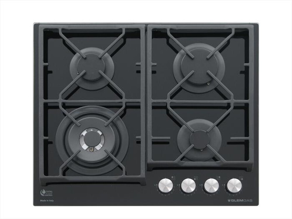 "GLEM GAS - Piano cottura a gas GV64TXBK 4 fuochi 60cm-Nero Lucido"