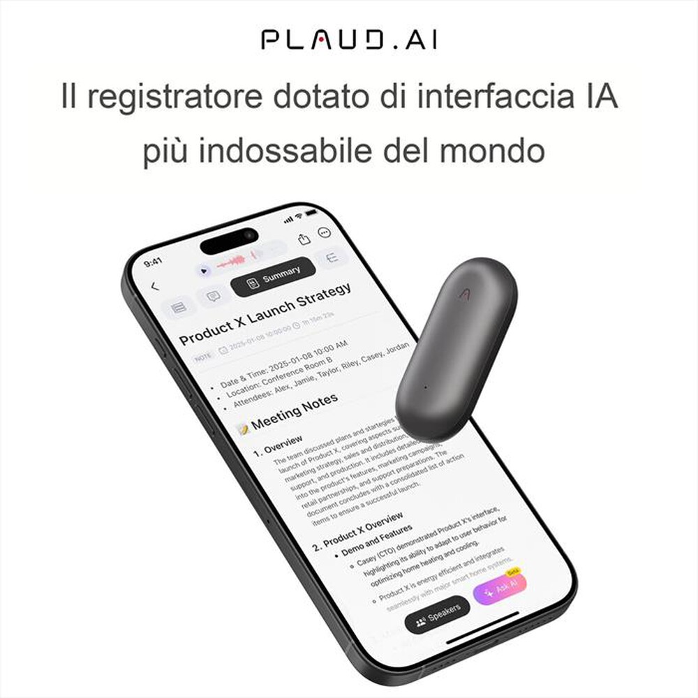 Immagine del prodotto PLAUD - Registratore Vocale AI PLAUD NOTEPIN-Grigio