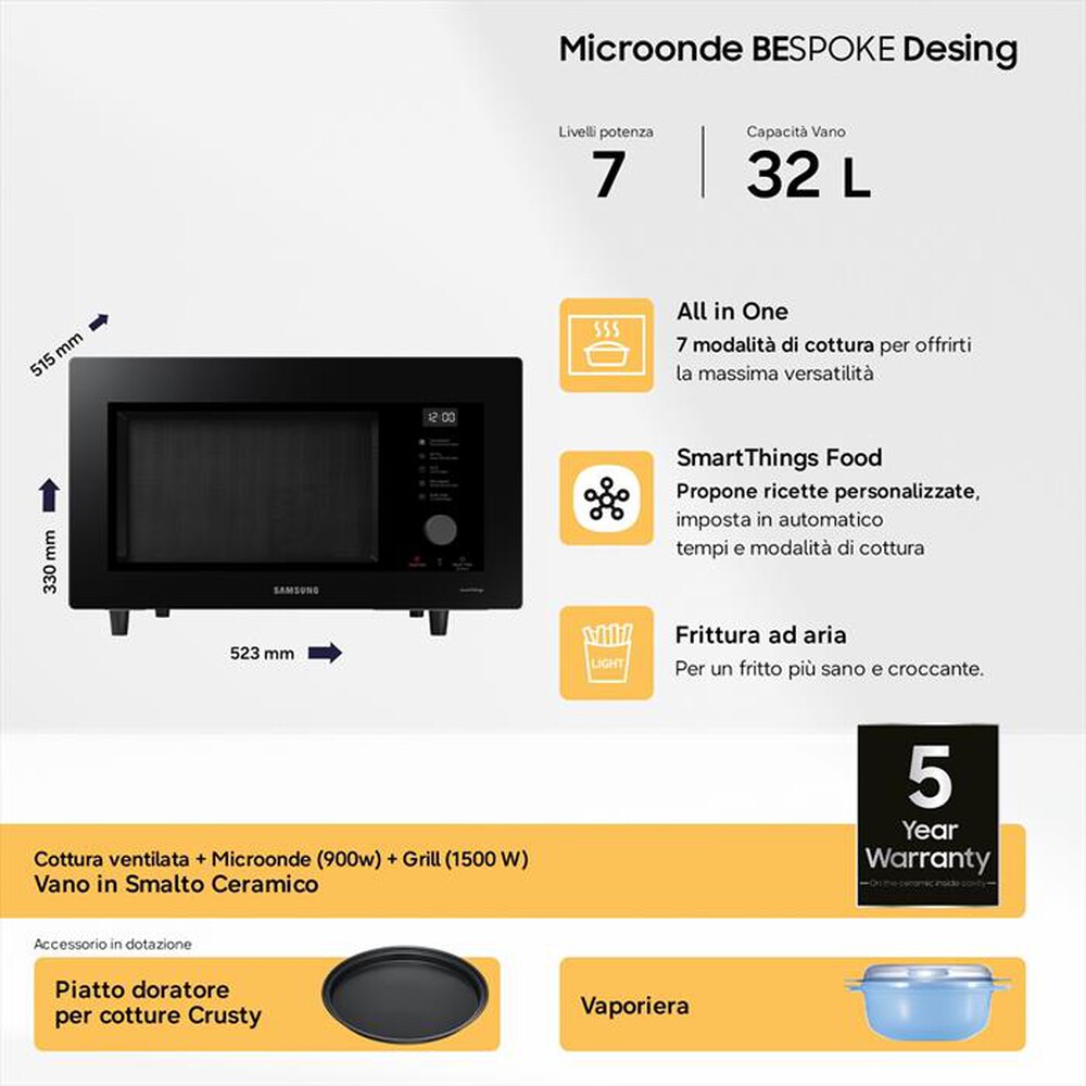 Immagine del prodotto SAMSUNG - Forno microonde MC32DG7646KKE1-VETRO NERO