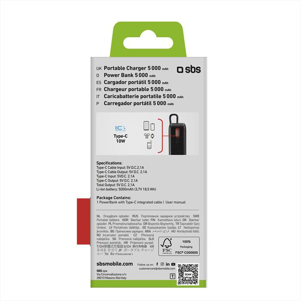 "SBS - Powerbank TEBB5000LCDTCK-Nero"