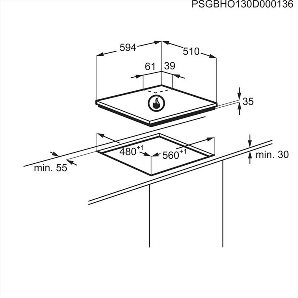 Immagine del prodotto ELECTROLUX - Piano cottura a gas RGG6243LOX 4 fuochi 59,4cm-INOX ANTIMPRONTA
