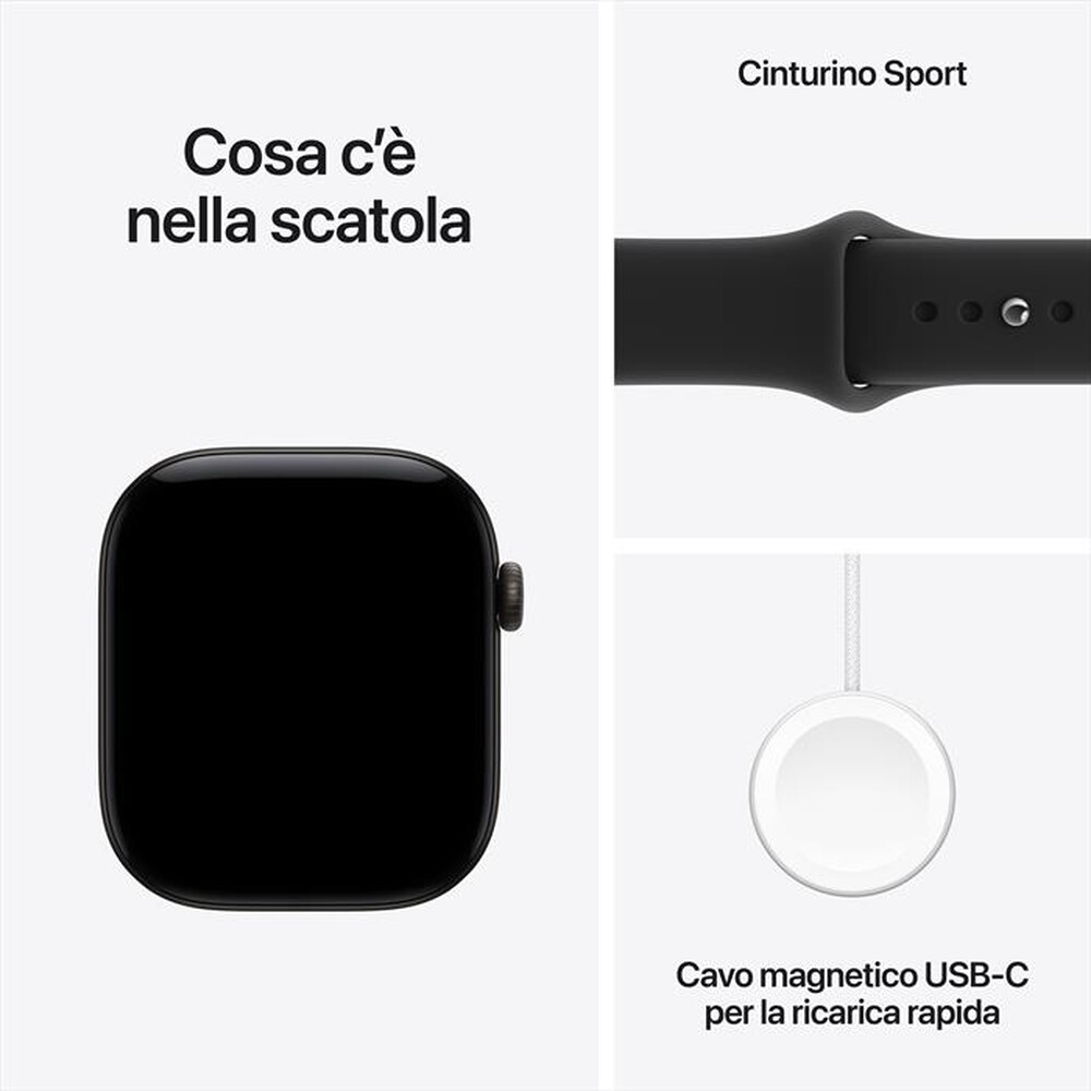 Immagine del prodotto APPLE - Watch Series 12 GPS 46mm Alluminio Nero-Sport Band Nero - S/M