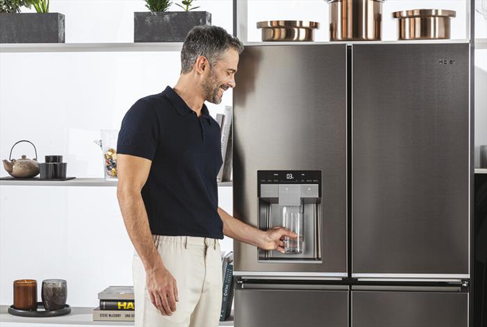 Immagine del prodotto HAIER - Frigorifero side by side HCR7918EIMP ClasseE 601lt-Platino, Acciaio inossidabile