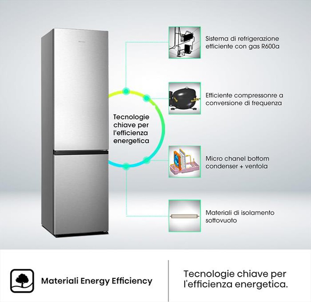 "HISENSE - Frigorifero combinato RB440N4ACA Classe A 336 lt-Inox"