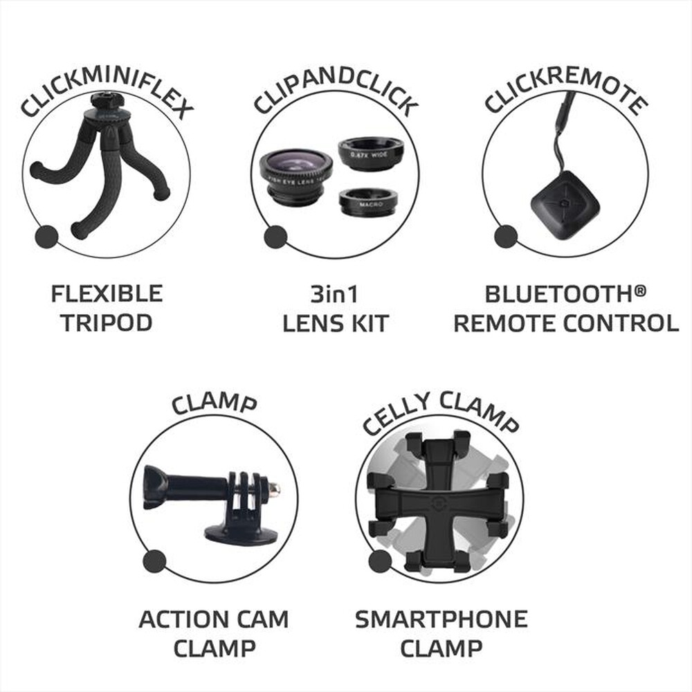 "CELLY - ADVENTUREKIT MINIFLEX CLAMP REMOTE LENS KIT-Nero/Plastica"