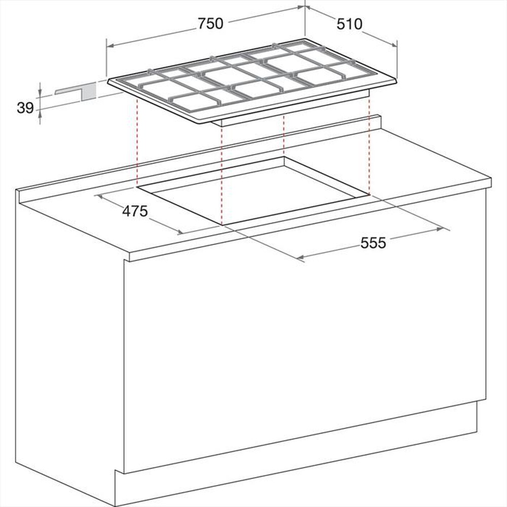 "HOTPOINT ARISTON - Piano cottura a gas PCN 750 T (AN) R /HA 75cm-Antracite"