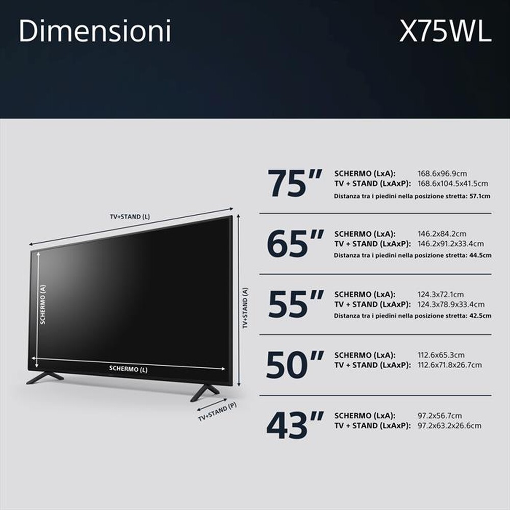 "SONY - Smart TV LED UHD 4K 55\" KD55X75WLAEP-Nero"